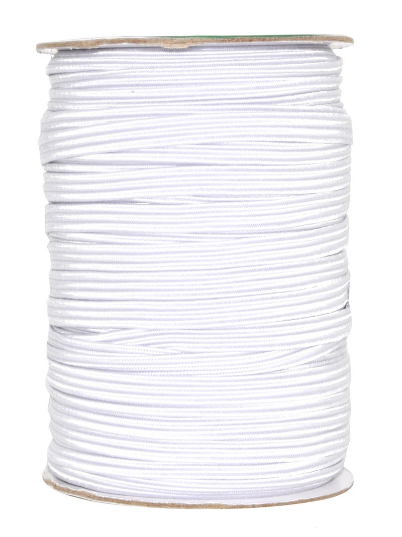 Mandala Crafts 6mm 50 Yds Roll of White Elastic Bands for Sewing - 1/4 Flat Elastics Cord - 1 4 Inch Braided Stretch Straps for Crafting - Image 1